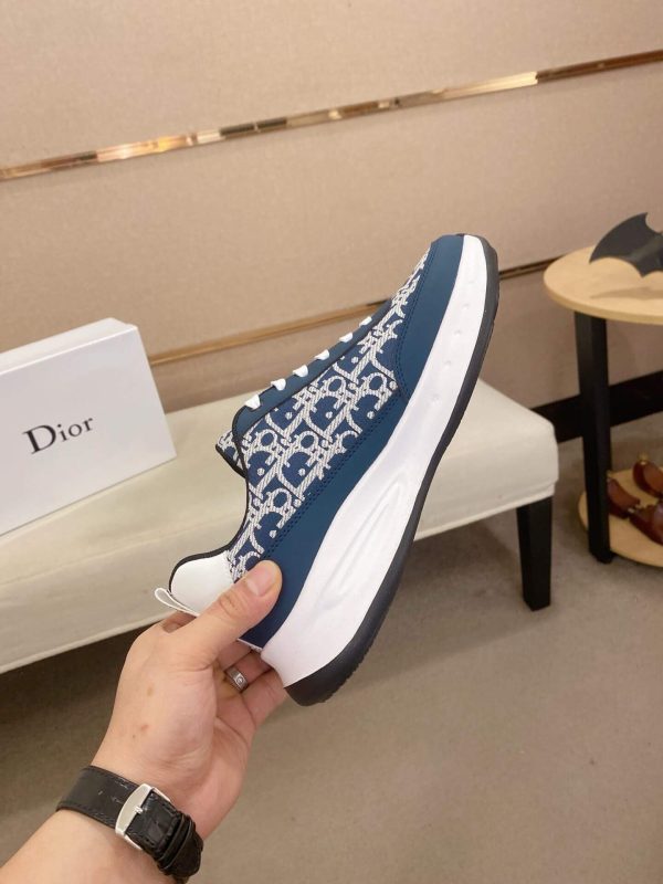 Dior Run Sneaker in Blue and Beige Dior Oblique Jacquard