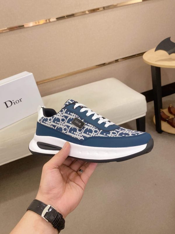 Dior Run Sneaker in Blue and Beige Dior Oblique Jacquard