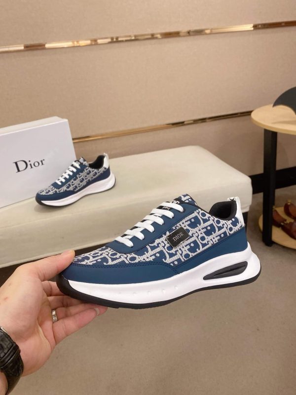 Dior Run Sneaker in Blue and Beige Dior Oblique Jacquard