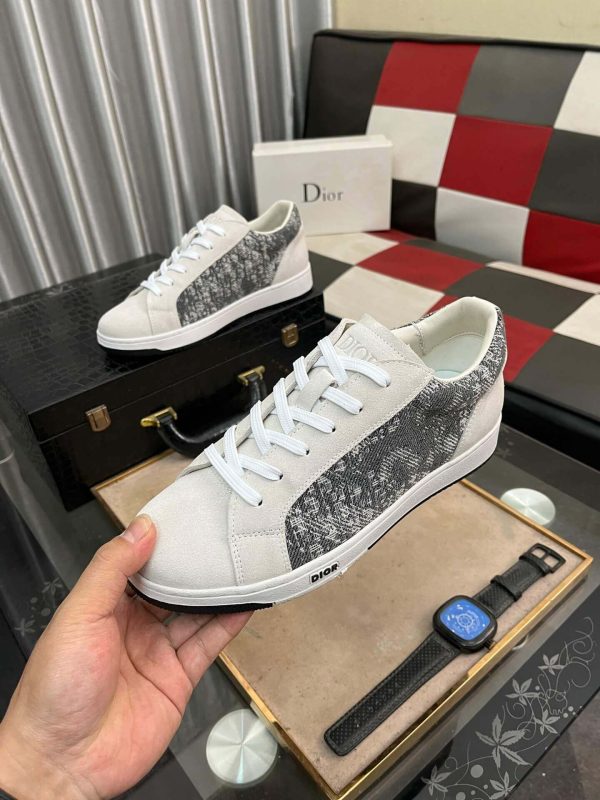 Diorsneakerwithawhiteandgraysnakeskin-likepattern_1 Dior Men's Sneaker in Grey Dior Oblique and White Leather