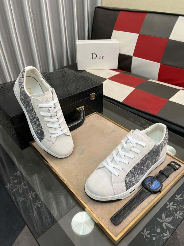 Diorsneakerwithawhiteandgraysnakeskin-likepattern_3 Dior Men's Sneaker in Grey Dior Oblique and White Leather
