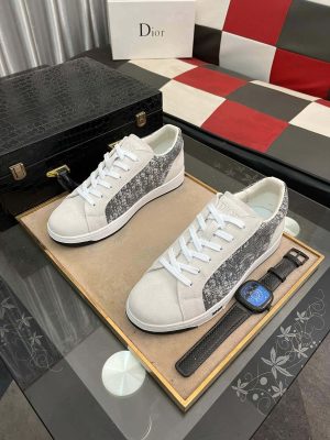 Dior Men's Sneaker in Grey Dior Oblique and White Leather