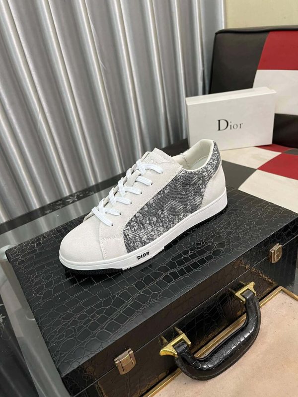 Diorsneakerwithawhiteandgraysnakeskin-likepattern_5 Dior Men's Sneaker in Grey Dior Oblique and White Leather