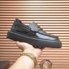 Prada Black Polished Leather Platform Loafers