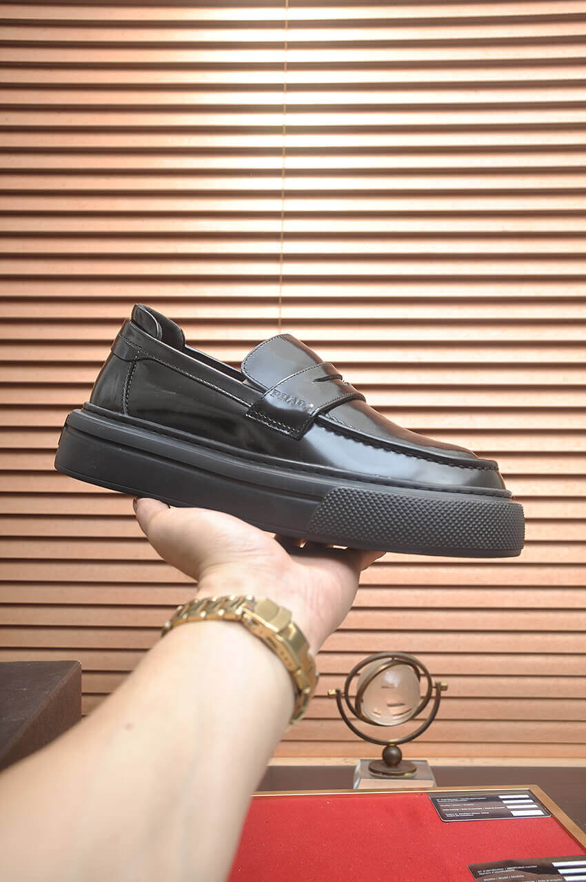 Prada Black Polished Leather Platform Loafers 8 Prada Black Polished Leather Platform Loafers - Image 8