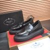 Prada Black Polished Leather Platform Loafers