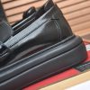 Prada Black Polished Leather Platform Loafers