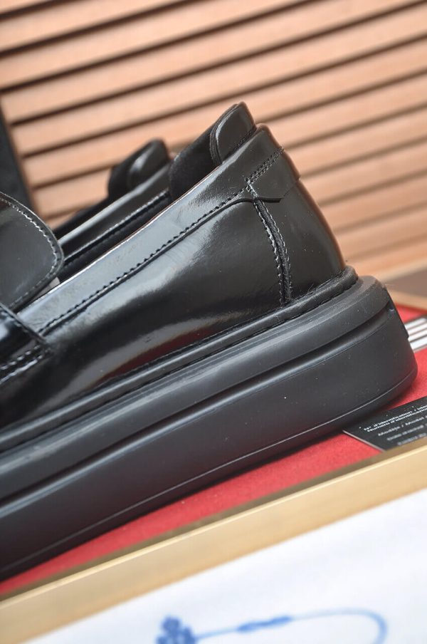 Prada Black Polished Leather Platform Loafers