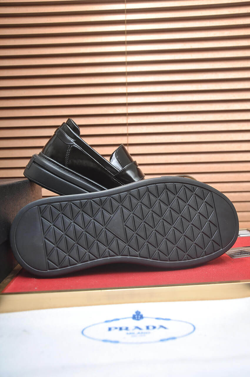 Prada Black Polished Leather Platform Loafers 5 Prada Black Polished Leather Platform Loafers - Image 5