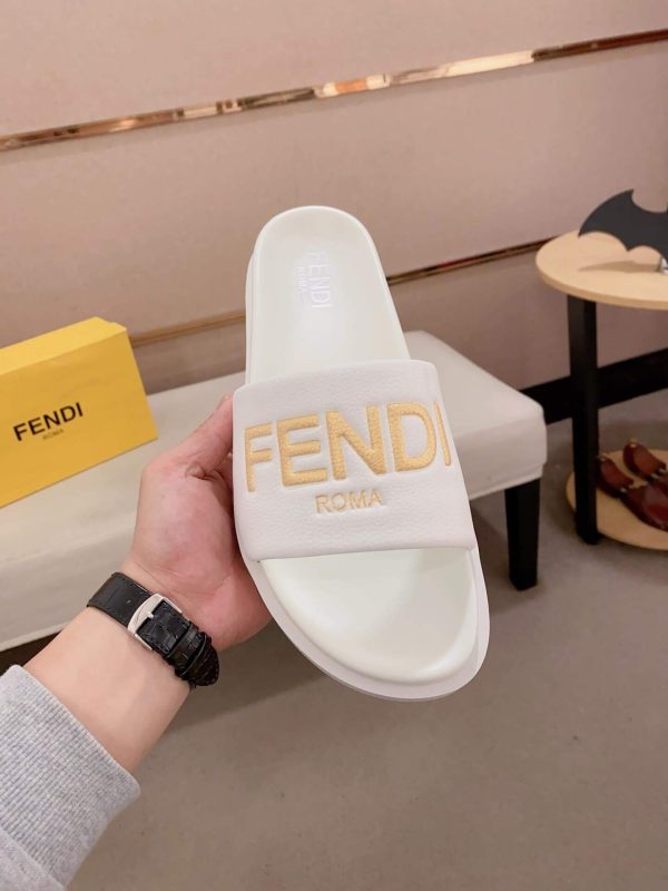 Fendi Roma Slides White
