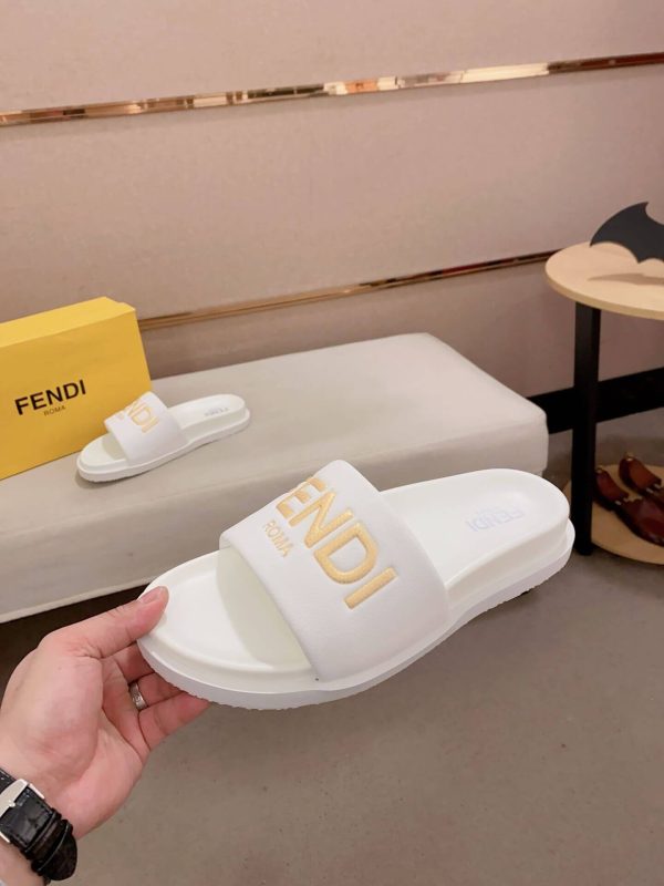 Fendi Roma Slides White