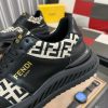 Fendi Roma Sneaker in Beige FF Jacquard and Black Leather,