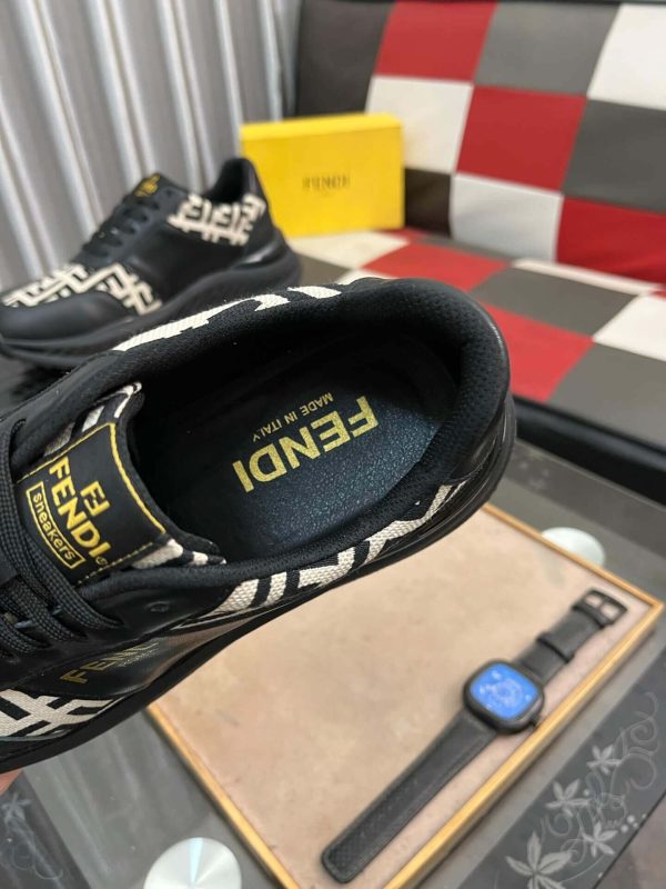 Fendi Roma Sneaker in Beige FF Jacquard and Black Leather,