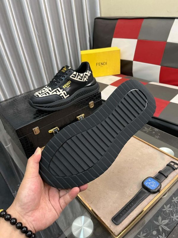 Fendi Roma Sneaker in Beige FF Jacquard and Black Leather,