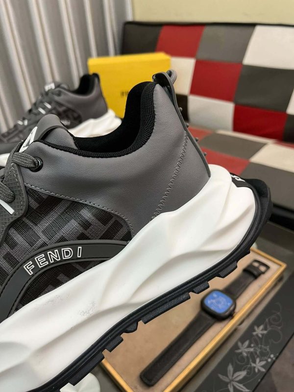 Fendi Chunky Sneaker in Grey FF Jacquard and Grey Leather