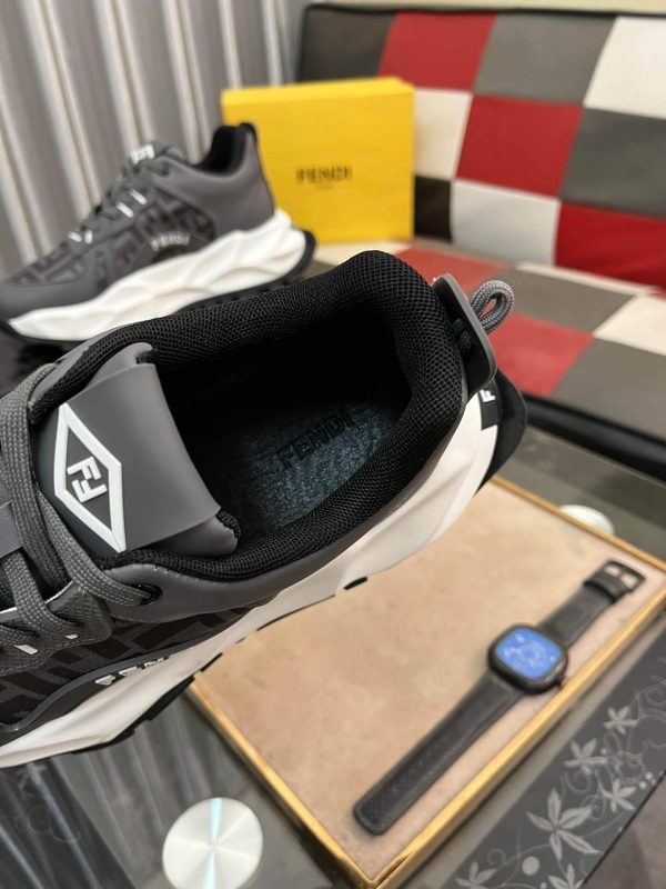 Fendi Chunky Sneaker in Grey FF Jacquard and Grey Leather