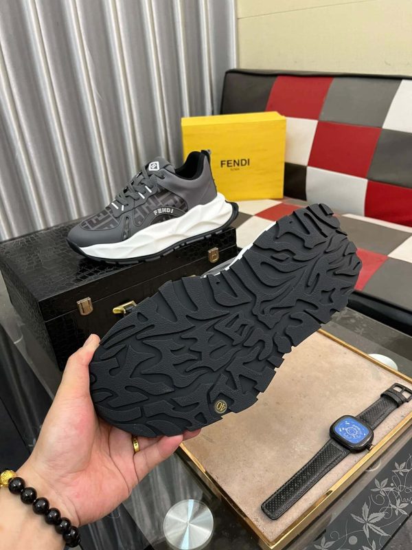 Fendi Chunky Sneaker in Grey FF Jacquard and Grey Leather