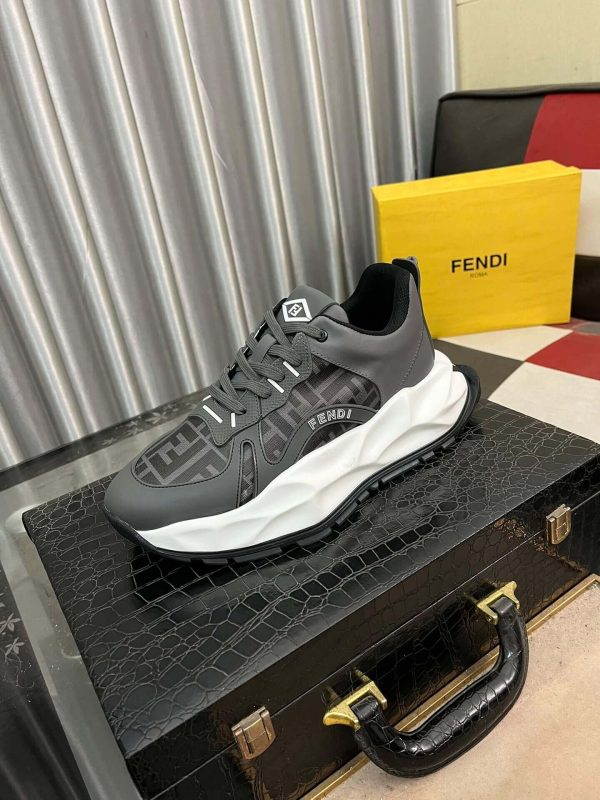 Fendi Chunky Sneaker in Grey FF Jacquard and Grey Leather