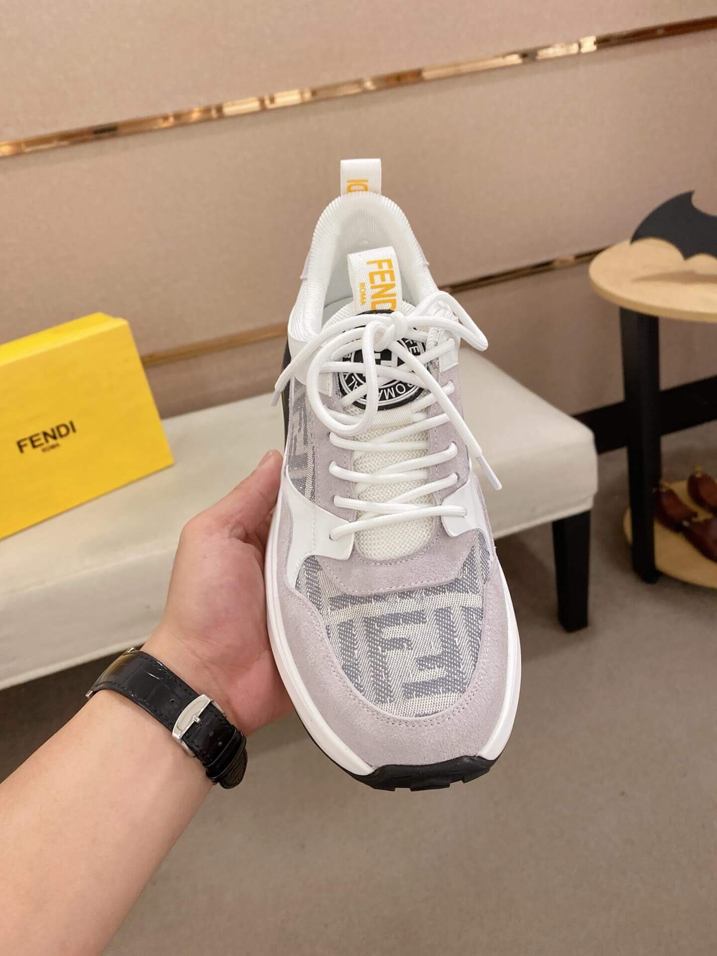 Fendi Run Sneakers in Offwhite 4 Fendi Run Sneakers in Offwhite - Image 4