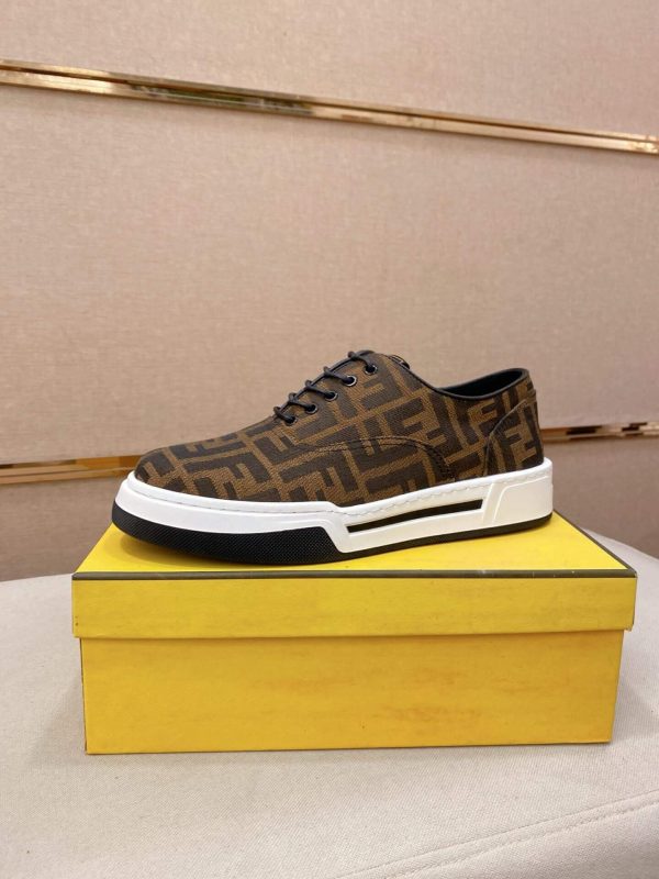 Brown & Black Fendi Flow Sneaker or a similar low-top lace-up style featuring the signature FF motif.