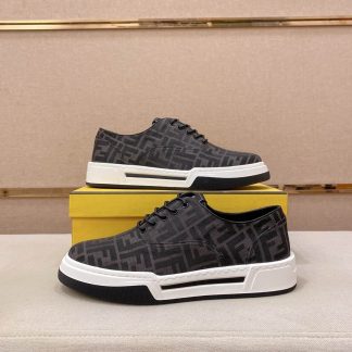 Black & White Fendi Flow Sneaker or a similar low-top lace-up style featuring the signature FF motif.
