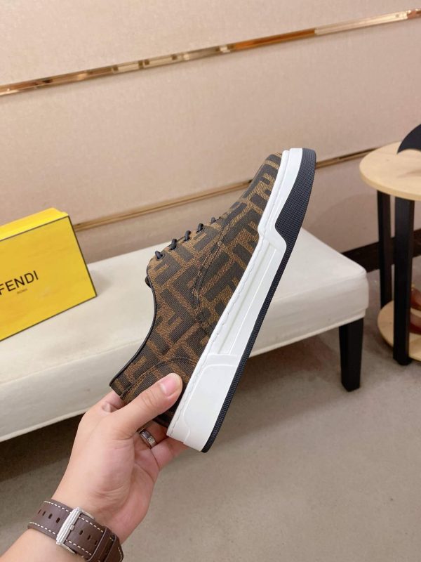 Brown & Black Fendi Flow Sneaker or a similar low-top lace-up style featuring the signature FF motif.