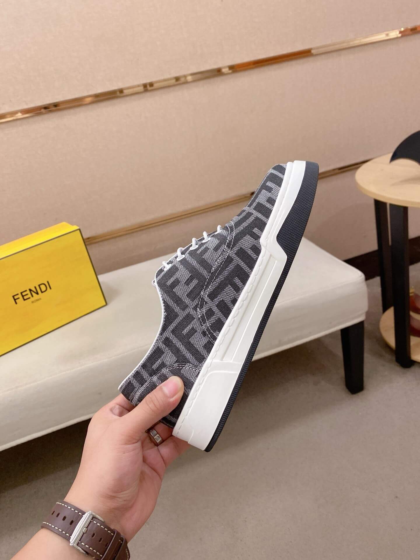 Black & White Fendi Flow Sneaker low-top lace-up style featuring the signature FF motif. 10 Black & White Fendi Flow Sneaker low-top lace-up style featuring the signature FF motif. - Image 10