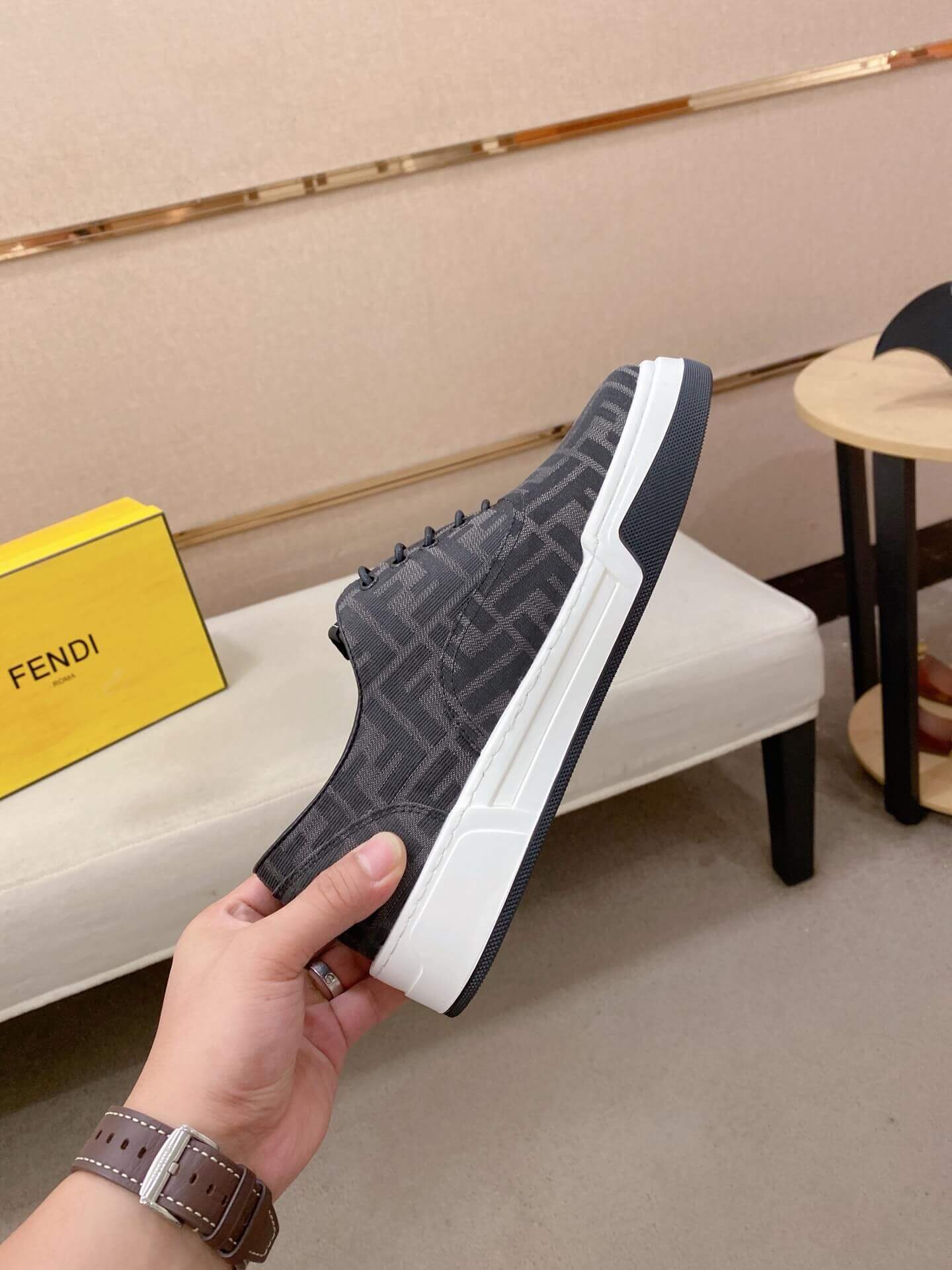 Black & White Fendi Flow Sneaker or a similar low-top lace-up style featuring the signature FF motif. 4 Black & White Fendi Flow Sneaker or a similar low-top lace-up style featuring the signature FF motif. - Image 4