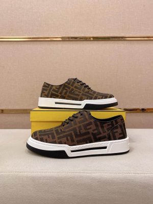 Brown & Black Fendi Flow Sneaker or a similar low-top lace-up style featuring the signature FF motif.