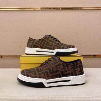 Brown & Black Fendi Flow Sneaker or a similar low-top lace-up style featuring the signature FF motif.