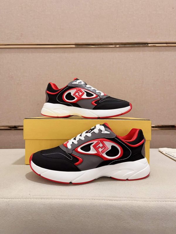 Fendi Forward Sneakers in Grey and Red