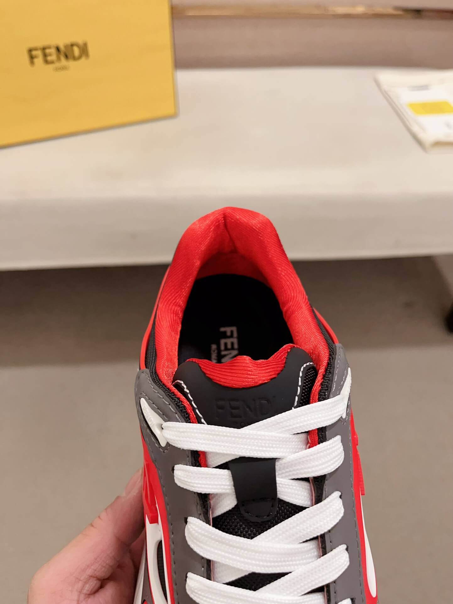 Fendi Forward Sneakers in Grey and Red 2 Fendi Forward Sneakers in Grey and Red - Image 2