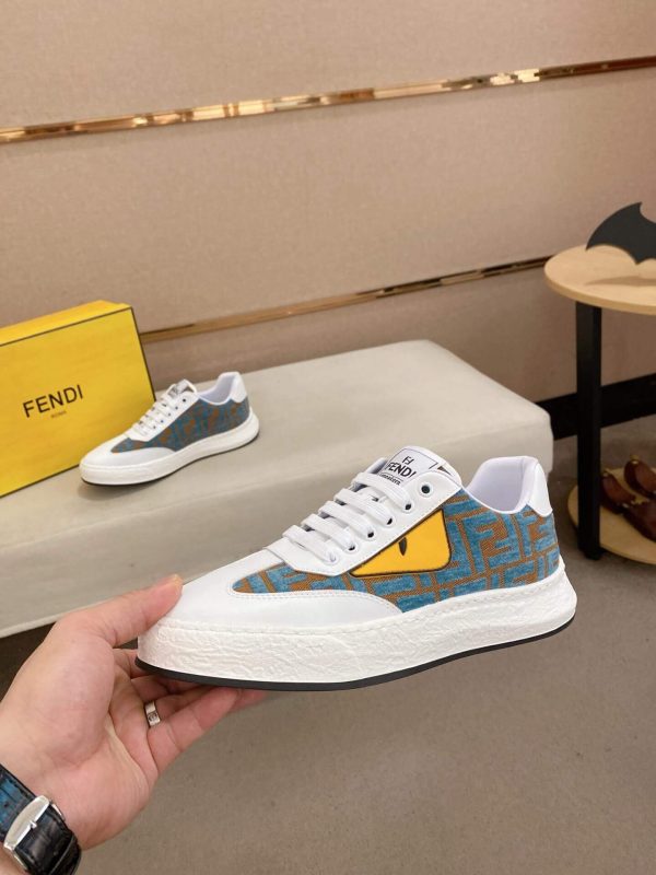 Fendi Green and Brown FF Jacquard Sneakers