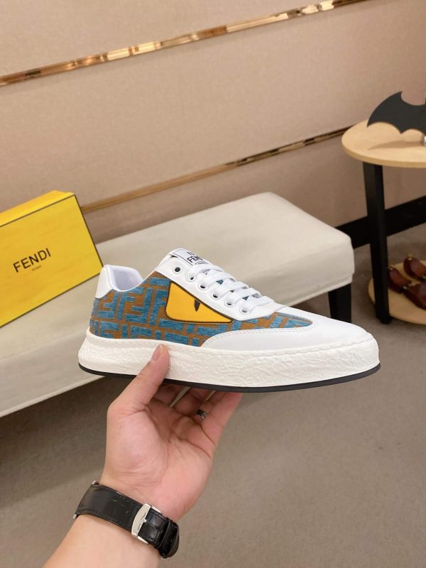 Fendi Green and Brown FF Jacquard Sneakers