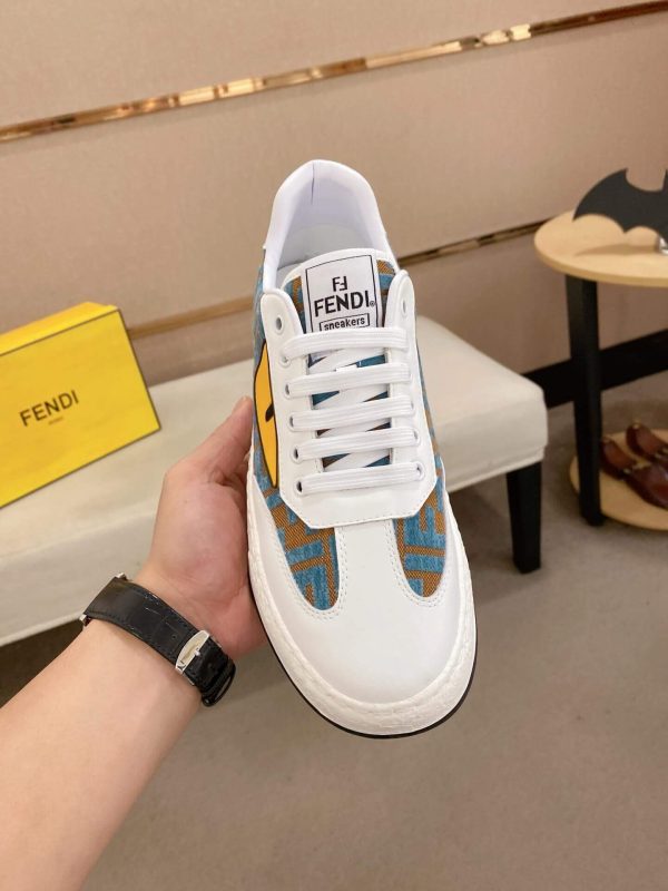 Fendi Green and Brown FF Jacquard Sneakers