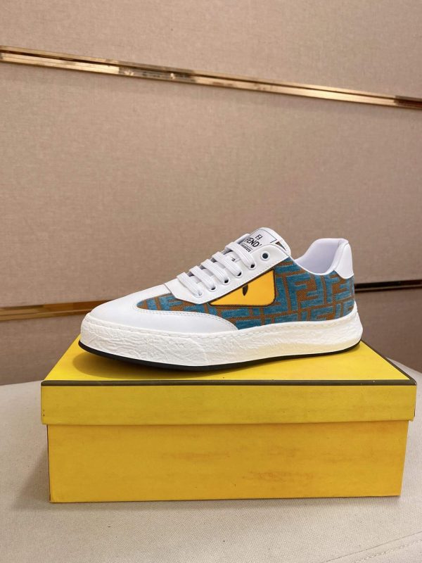 Fendi Green and Brown FF Jacquard Sneakers