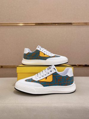 Fendi Green and Brown FF Jacquard Sneakers