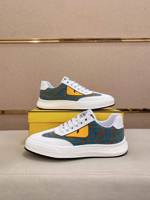 Fendi Green and Brown FF Jacquard Sneakers
