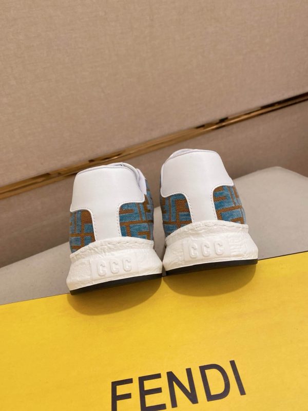 Fendi Green and Brown FF Jacquard Sneakers