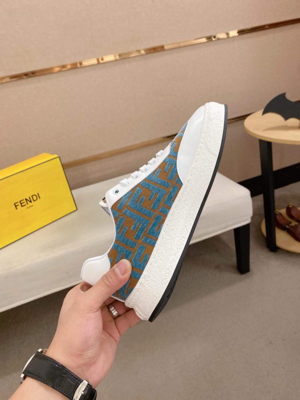 Fendi Green and Brown FF Jacquard Sneakers