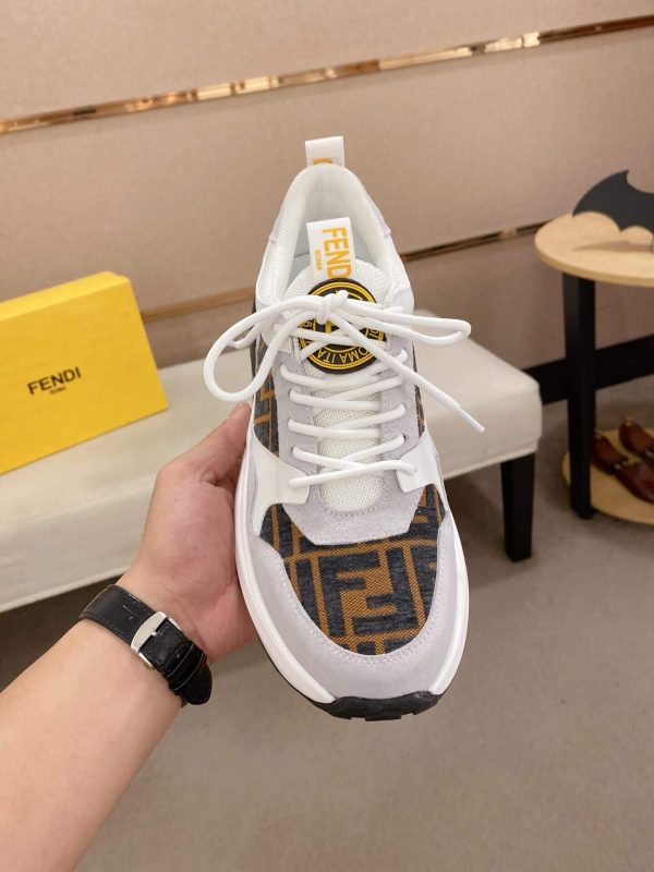 Fendi Run Sneakers in Brown and Grey