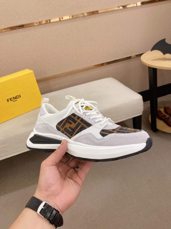 Fendi Run Sneakers in Brown and Grey