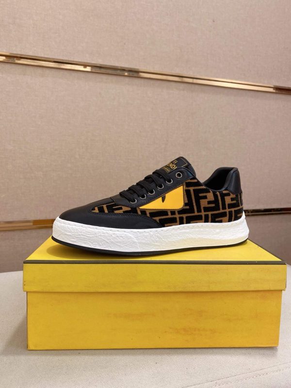Fendi Brown and Black FF Jacquard Match Sneakers