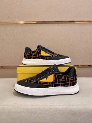 Fendi Brown and Black FF Jacquard Match Sneakers