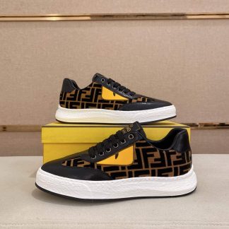 Fendi Brown and Black FF Jacquard Match Sneakers