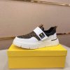 White & Brown Fendi FF Monogram Sneakers with Hook-and-Loop Closure