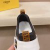 White & Brown Fendi FF Monogram Sneakers with Hook-and-Loop Closure