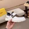 White & Brown Fendi FF Monogram Sneakers with Hook-and-Loop Closure