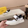 White & Brown Fendi FF Monogram Sneakers with Hook-and-Loop Closure
