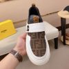 White & Brown Fendi FF Monogram Sneakers with Hook-and-Loop Closure